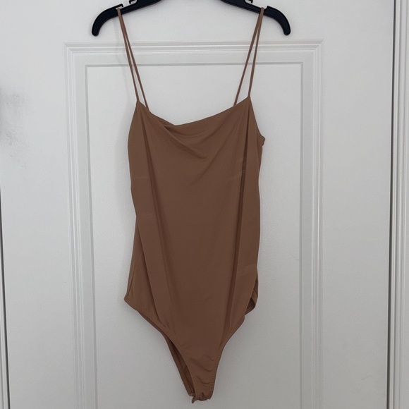 Zara Tops - Zara Tan Cowl-Neck Spaghetti-Strap Bodysuit